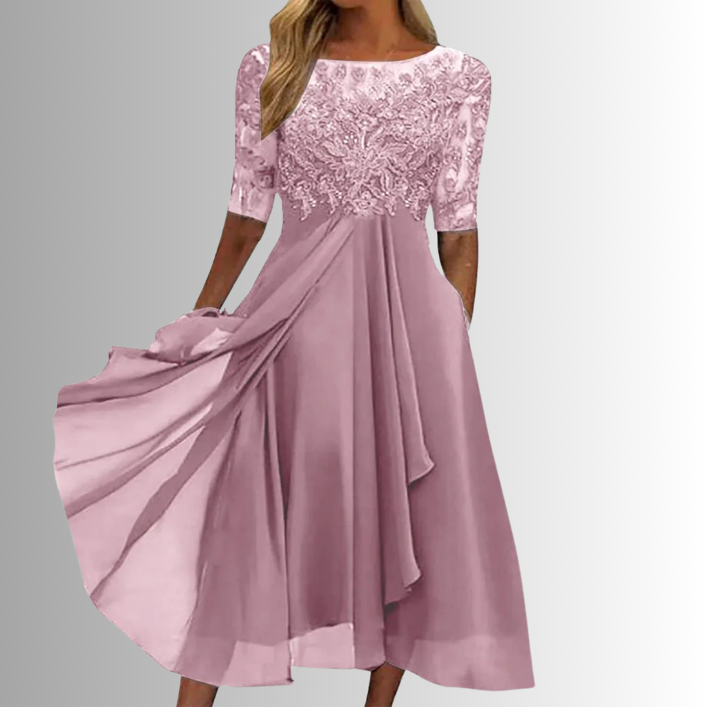 Women's Lace Dress - Short Sleeve Cocktail Dress