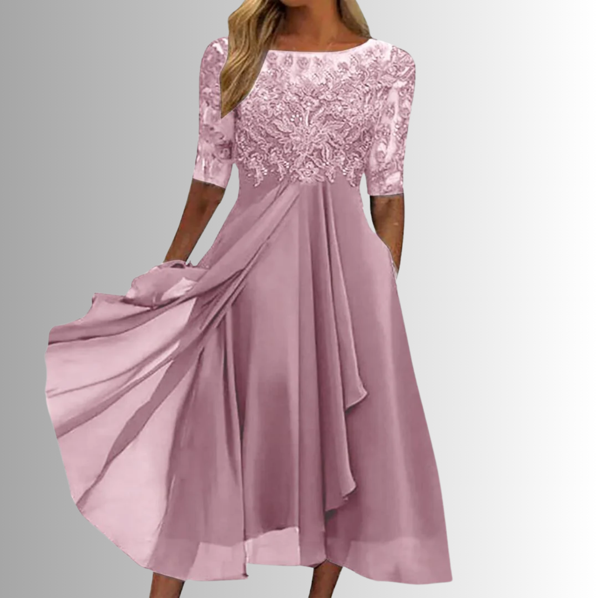 Women's Lace Dress - Short Sleeve Cocktail Dress