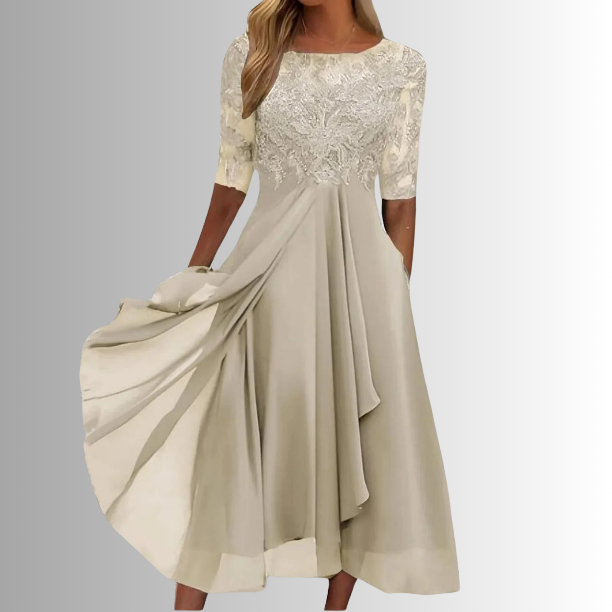 Women's Lace Dress - Short Sleeve Cocktail Dress
