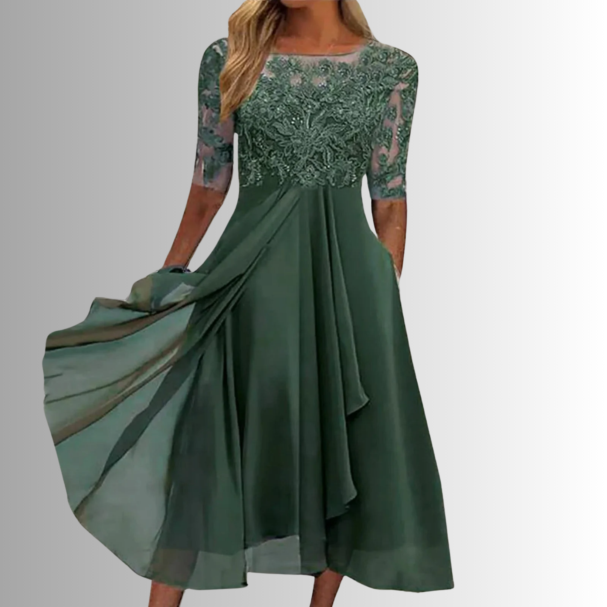 Women's Lace Dress - Short Sleeve Cocktail Dress