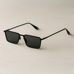 Men's Rectangular Sunglasses - Black Metal Frame Shades