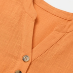 Women's V-Neck Cotton Linen Blouse | Short Sleeve Summer Top