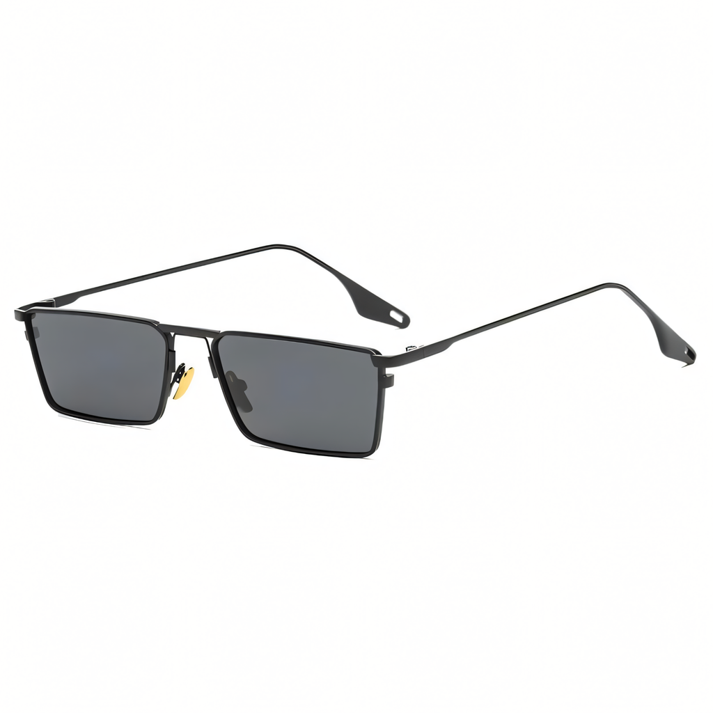Men's Rectangular Sunglasses - Black Metal Frame Shades