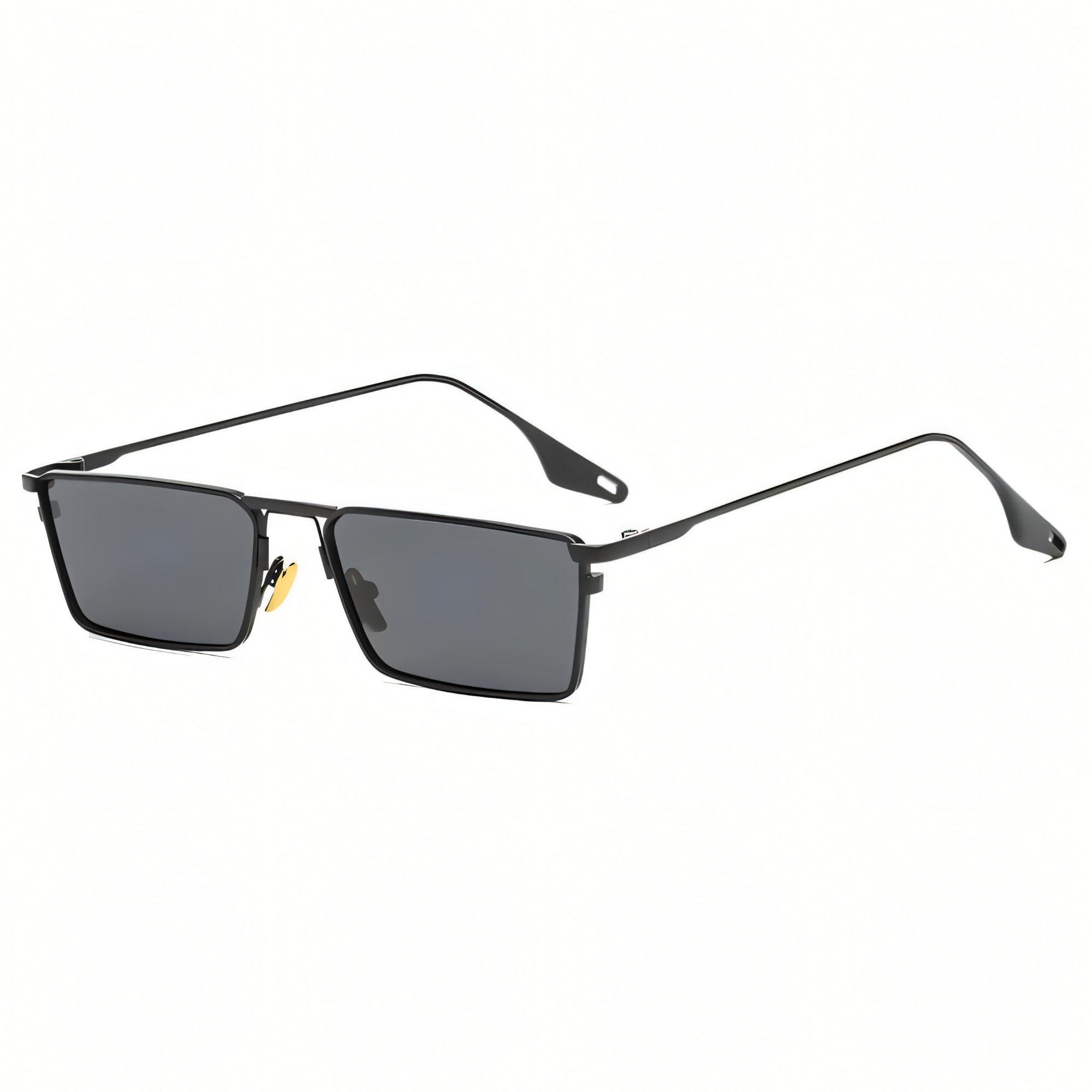 Men's Rectangular Sunglasses - Black Metal Frame Shades