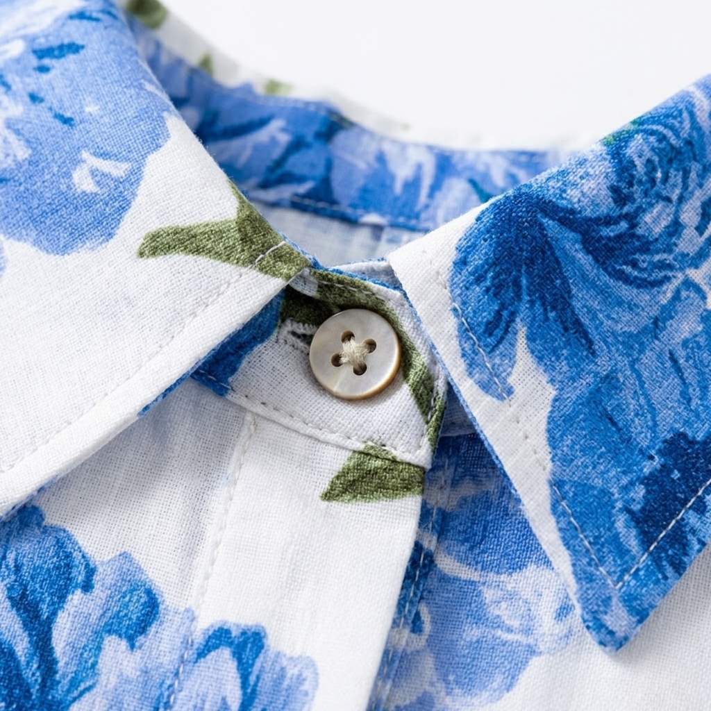 Women's Floral Poplin Shirt | Puff Sleeve Lapel Collar Blouse