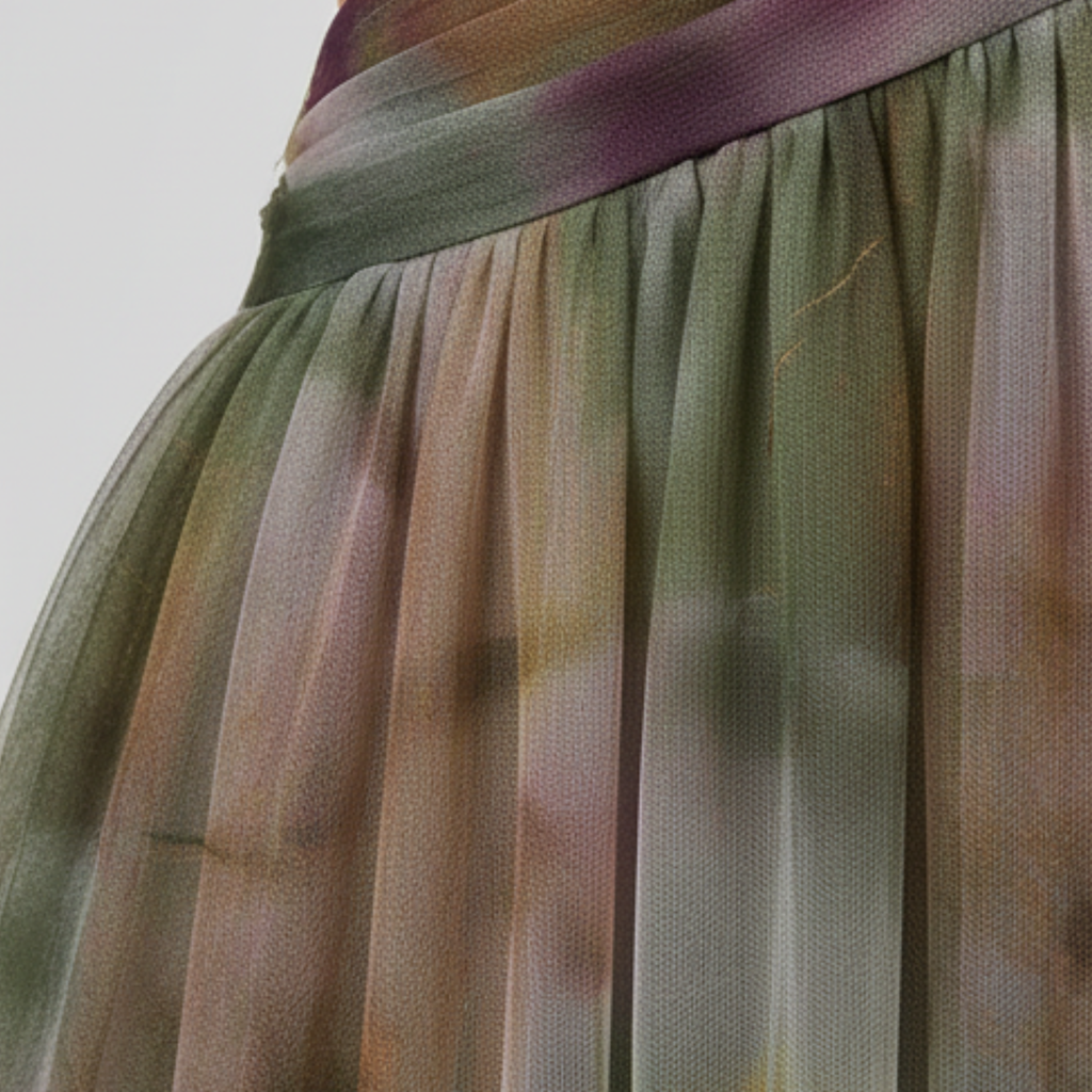 Women's V-Neck Twist Maxi Dress - Sleeveless Watercolor Print Evening Gown