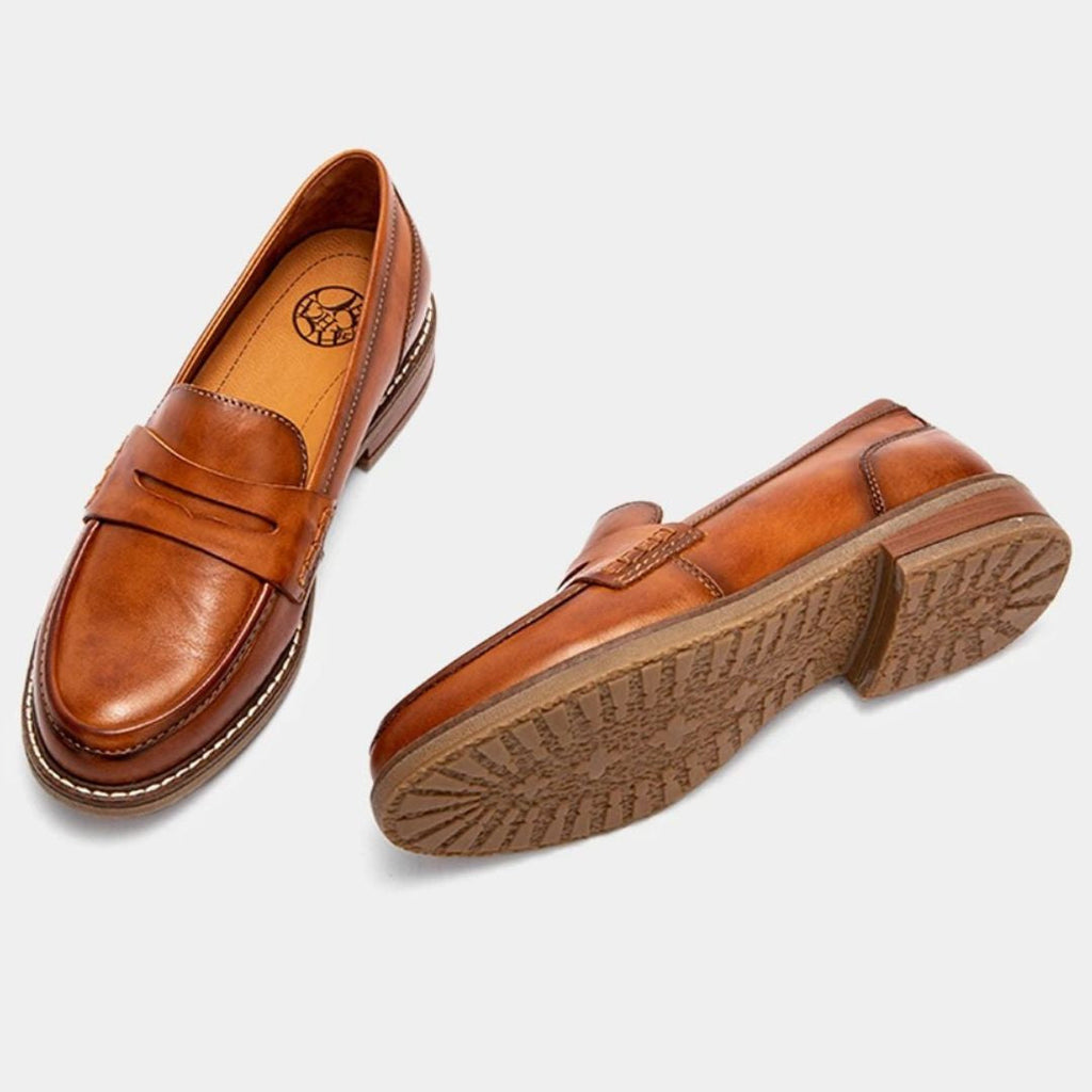 Women's Leather Loafers - Comfort Casual Walking Shoes