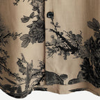 Men's Floral Shirt - Beige Botanical Print Short Sleeve