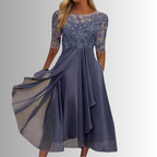 Women's Lace Dress - Short Sleeve Cocktail Dress
