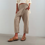 Women's Relaxed Linen Pants - Cropped Wide Leg Trousers