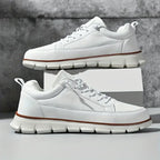 Men's Navy Leather Sneakers - Lace Up Fashion Shoes
