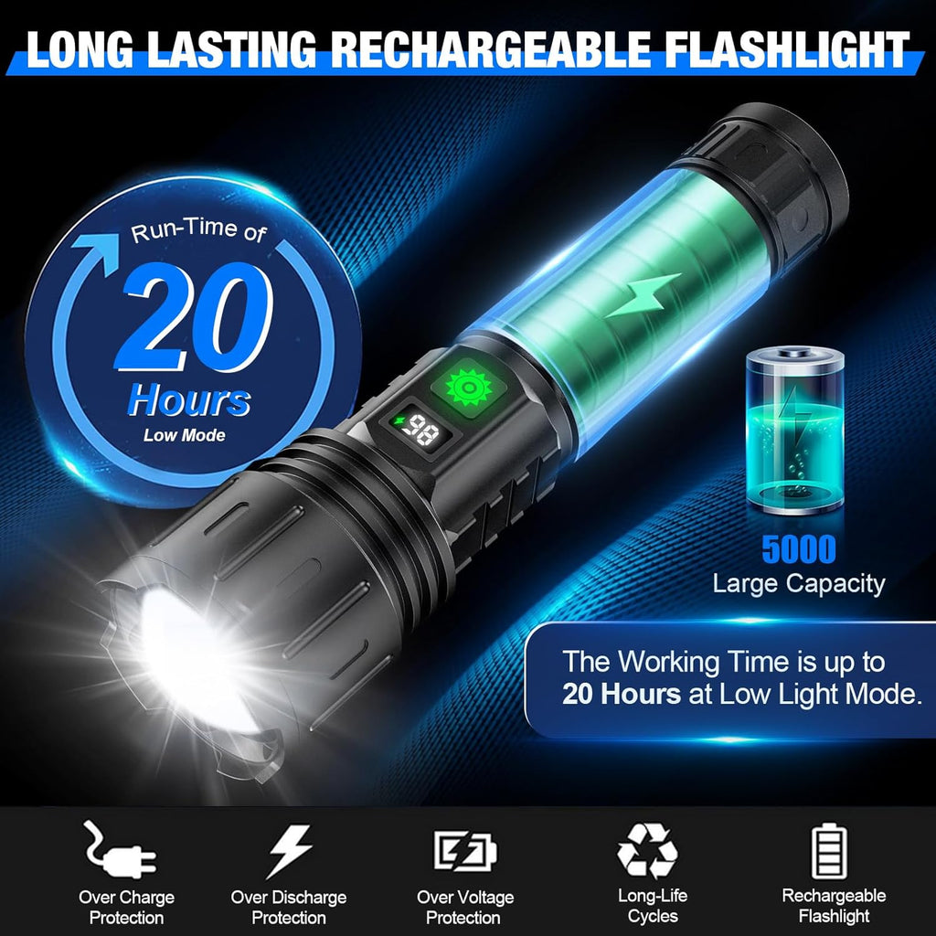 100000 Lumen Tactical Flashlight - Military Grade Torch