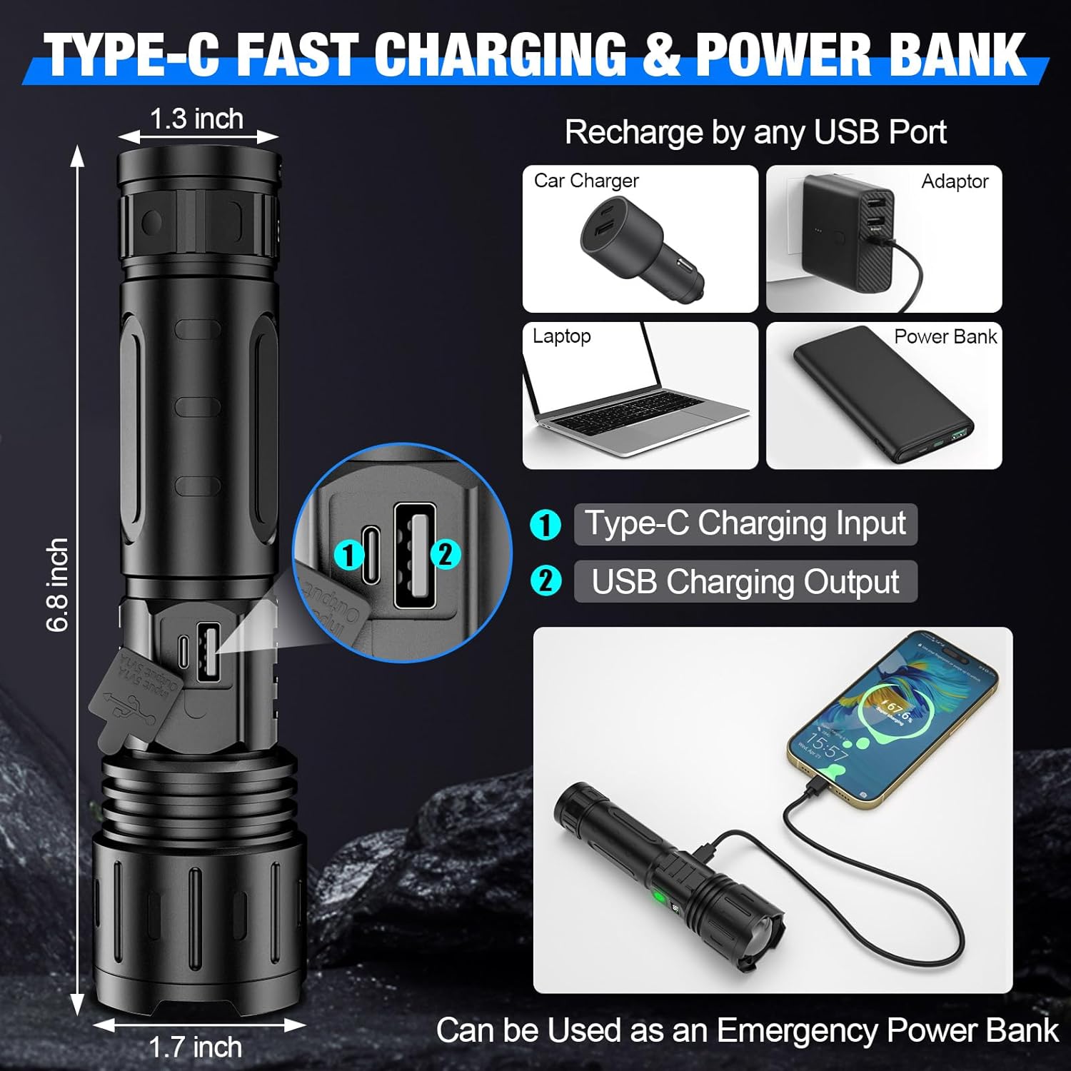 100000 Lumen Tactical Flashlight - Military Grade Torch