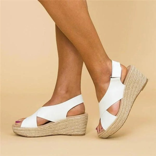 Women's Wedge Espadrilles - Crossover Strap Summer Sandals