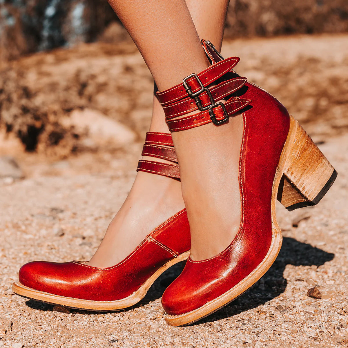 Women's Heeled Ankle Boots - Leather Zip Booties