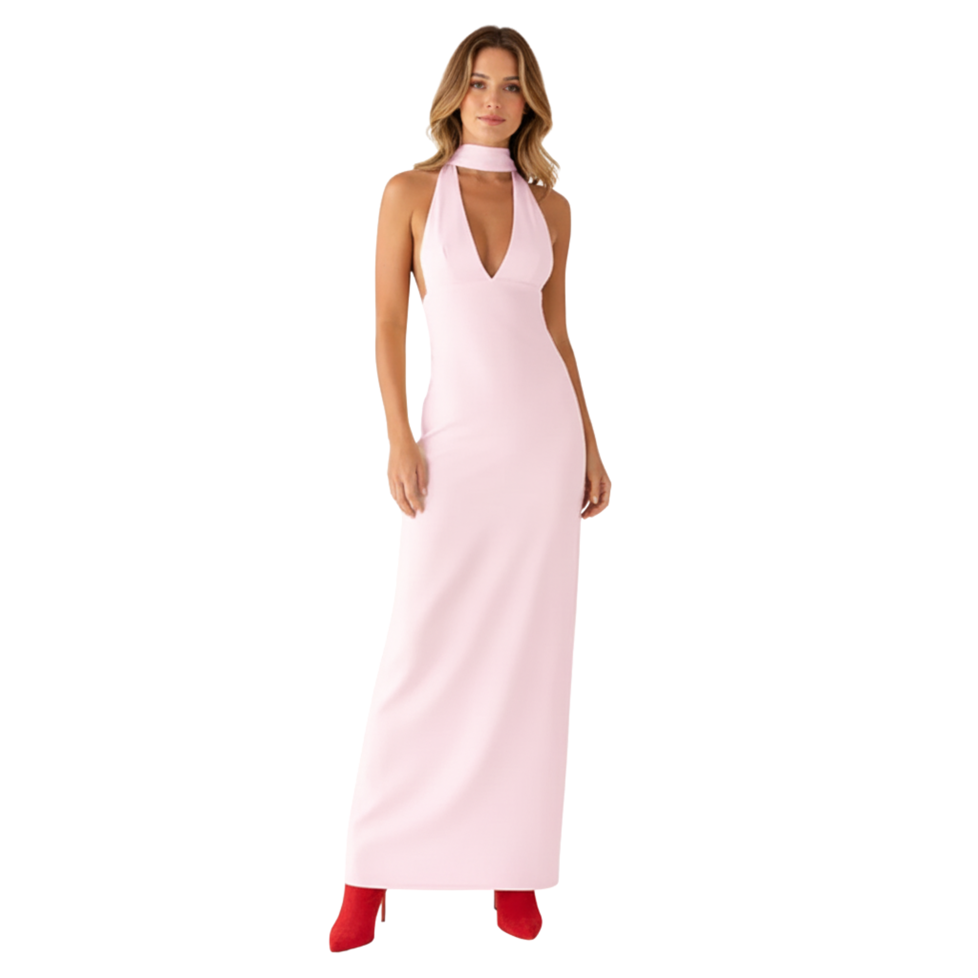 Women's Halter Neck Maxi Dress for Women Sexy Backless Boho Flowy Long Dress