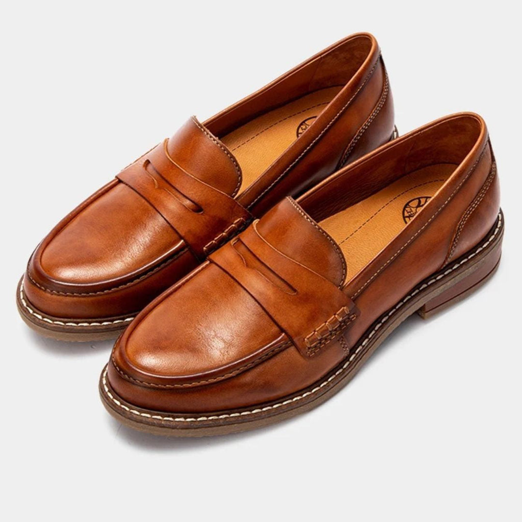 Women's Leather Loafers - Comfort Casual Walking Shoes