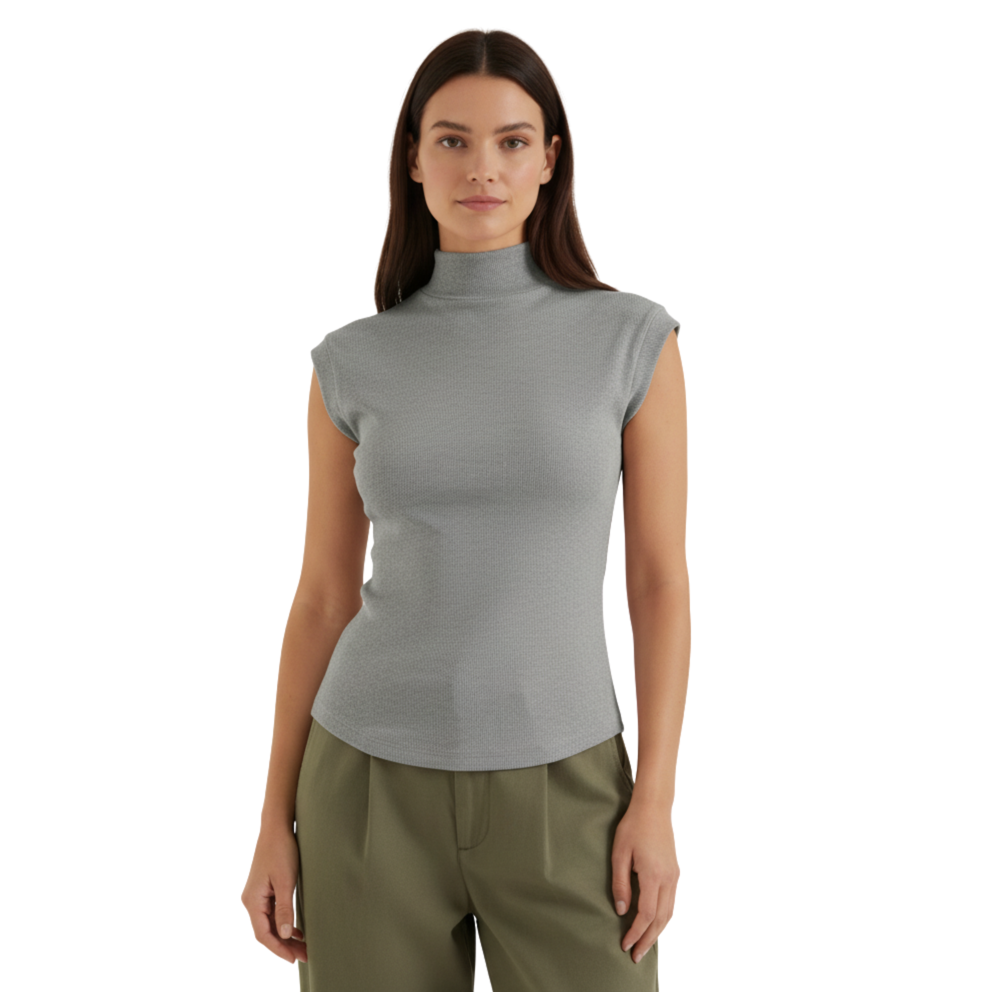 Women's Mock Neck Sleeveless Ribbed Knit Top | Fitted Bodycon Style