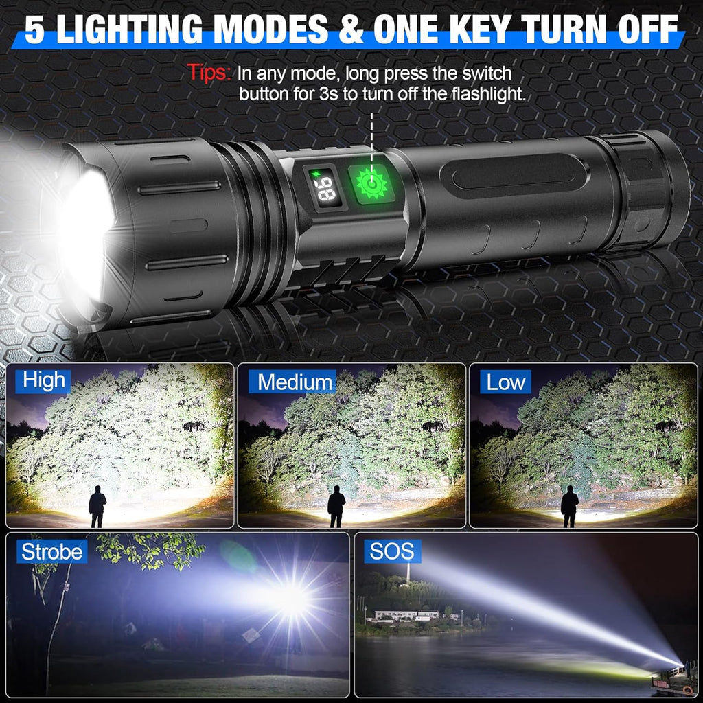100000 Lumen Tactical Flashlight - Military Grade Torch