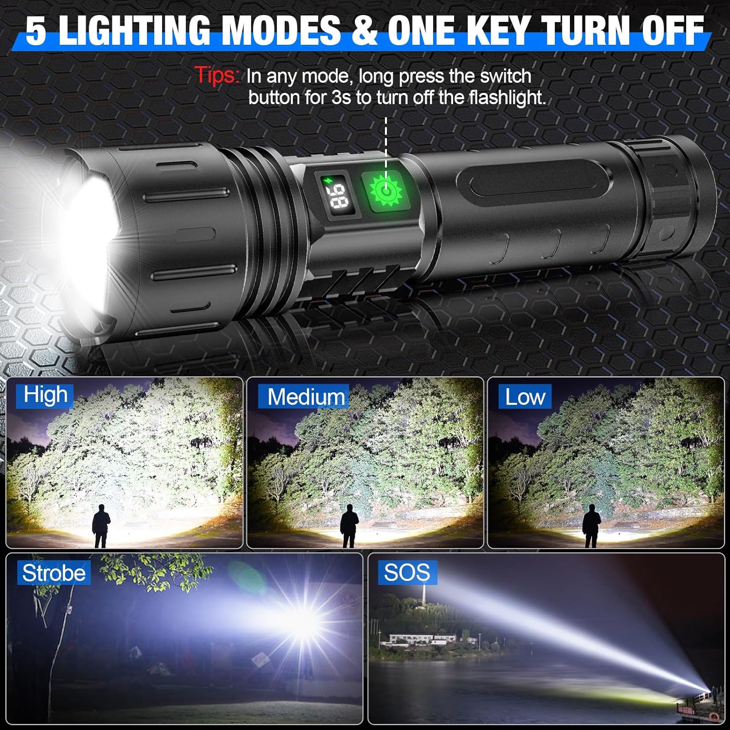 100000 Lumen Tactical Flashlight - Military Grade Torch