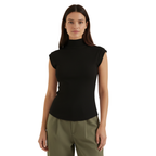 Women's Mock Neck Sleeveless Ribbed Knit Top | Fitted Bodycon Style