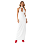Women's Halter Neck Maxi Dress for Women Sexy Backless Boho Flowy Long Dress