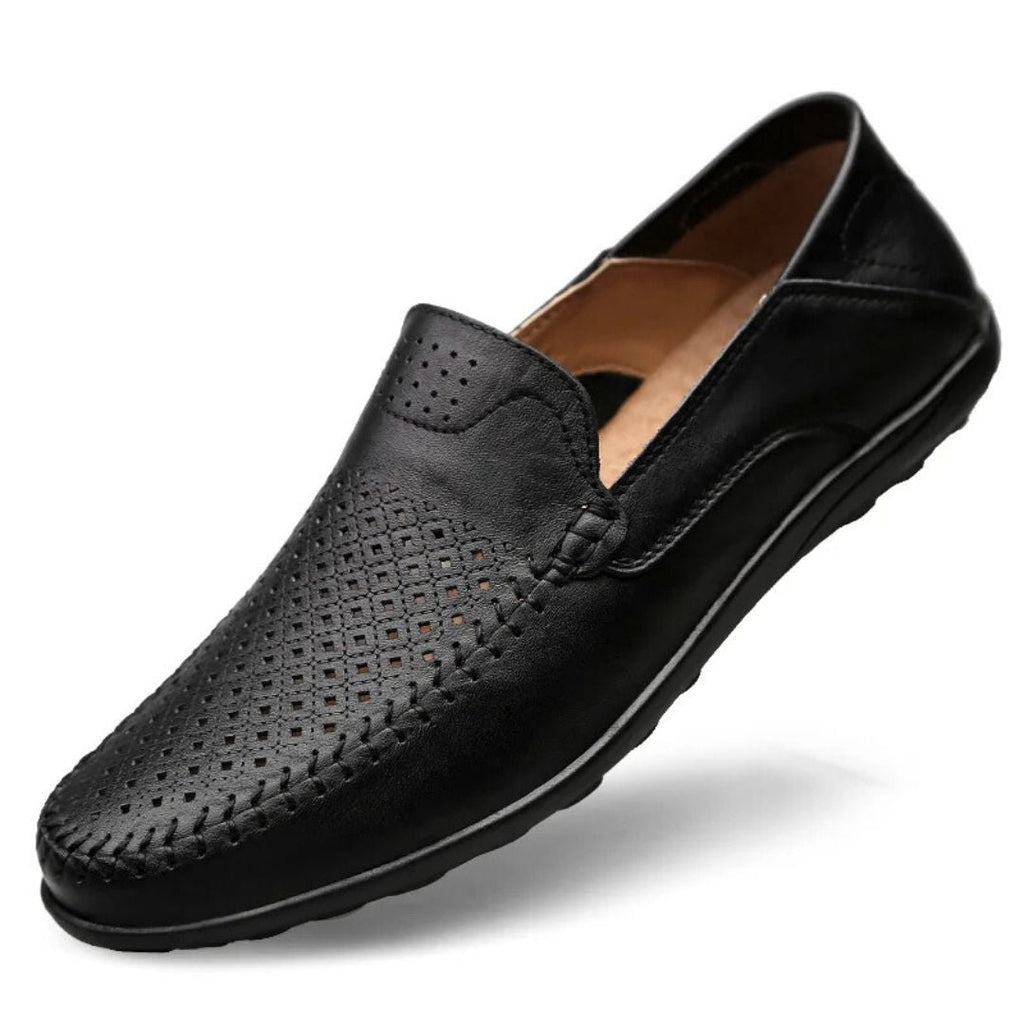 Men's Breathable Loafers - Perforated Leather Driving Shoes