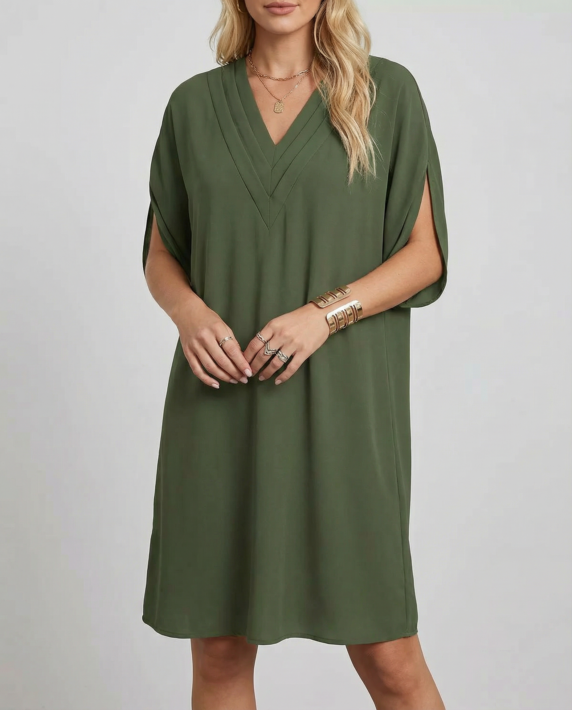 Women's Summer Dress Elegant V-Neck Multi-Layered Casual Outfit