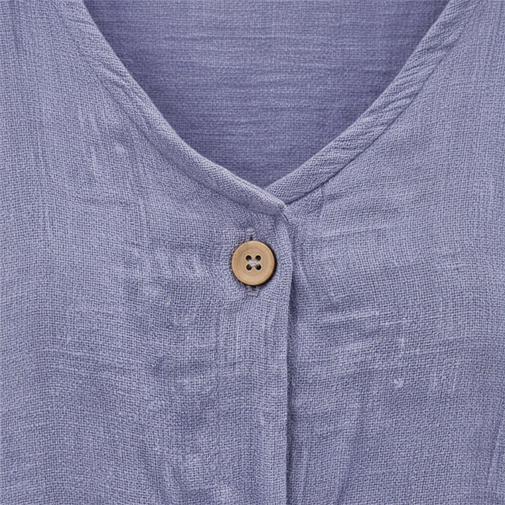 Women's V-Neck Button Blouse | Linen Cotton 3/4 Sleeve Top