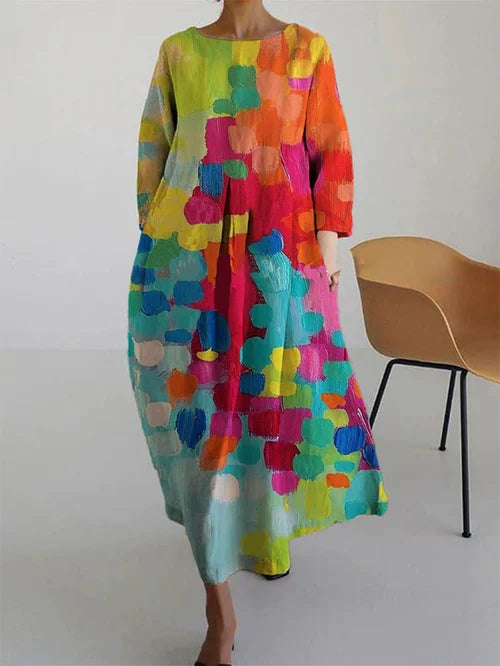 Rosalind Women's Abstract Print Maxi Dress - Relaxed Fit