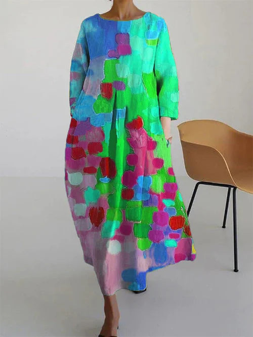 Rosalind Women's Abstract Print Maxi Dress - Relaxed Fit