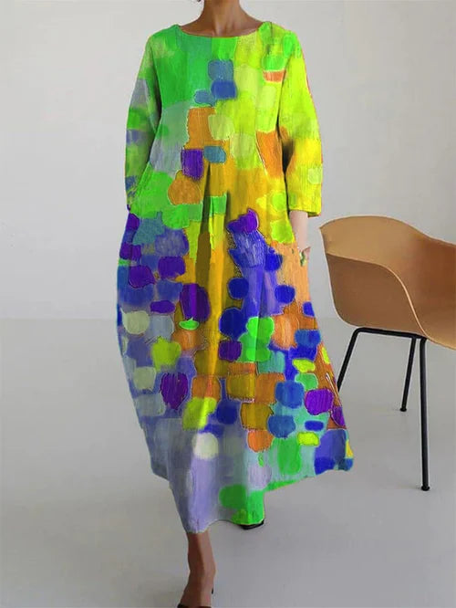 Rosalind Women's Abstract Print Maxi Dress - Relaxed Fit