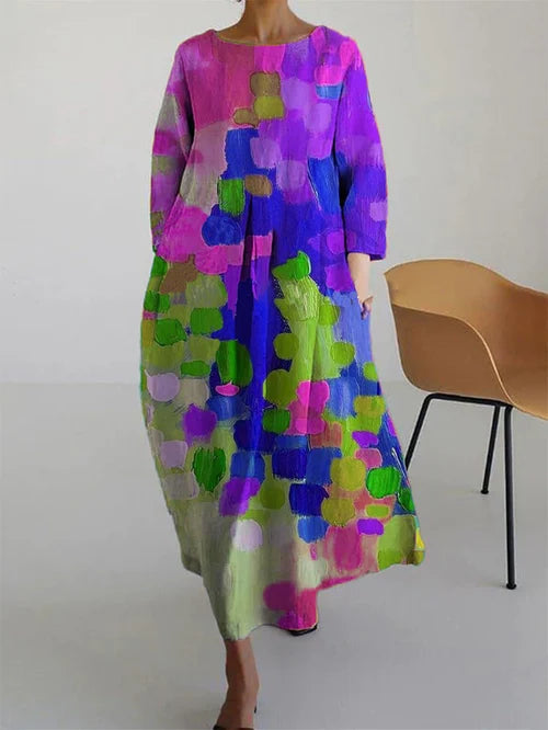 Rosalind Women's Abstract Print Maxi Dress - Relaxed Fit