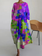 Rosalind Women's Abstract Print Maxi Dress - Relaxed Fit