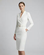 Women's Autumn Elegance Midi Dress Flattering Waist Design for Chic Cocktail Gatherings