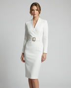 Women's Autumn Elegance Midi Dress Flattering Waist Design for Chic Cocktail Gatherings