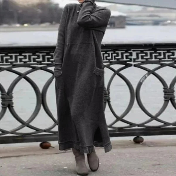 Women's Autumn Maxi Hoodie Dress | Elegant Loose Fit for Cozy Fall Days
