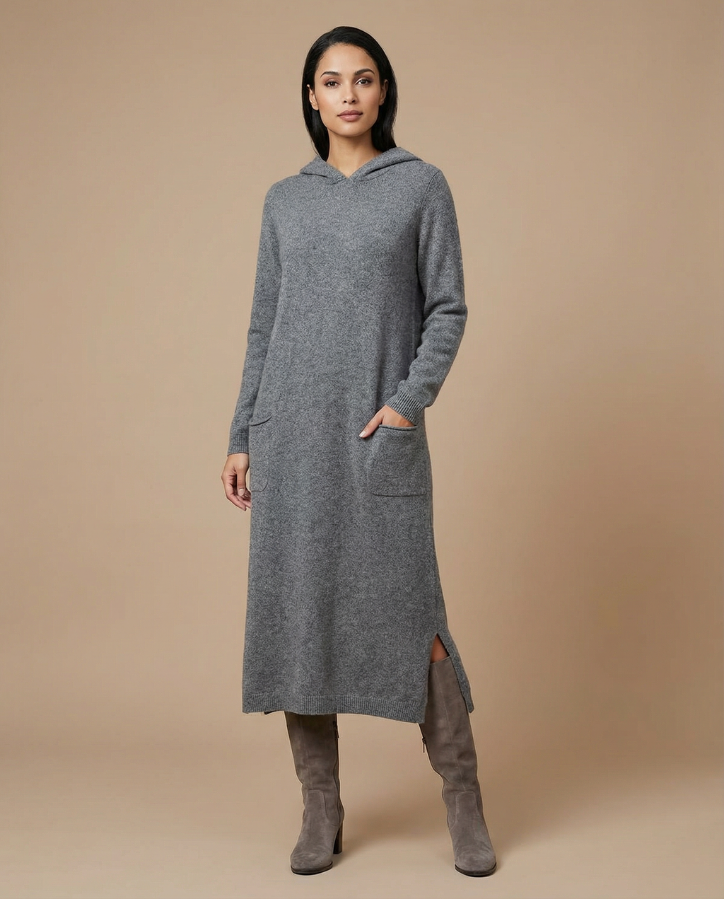 Women's Autumn Maxi Hoodie Dress | Elegant Loose Fit for Cozy Fall Days