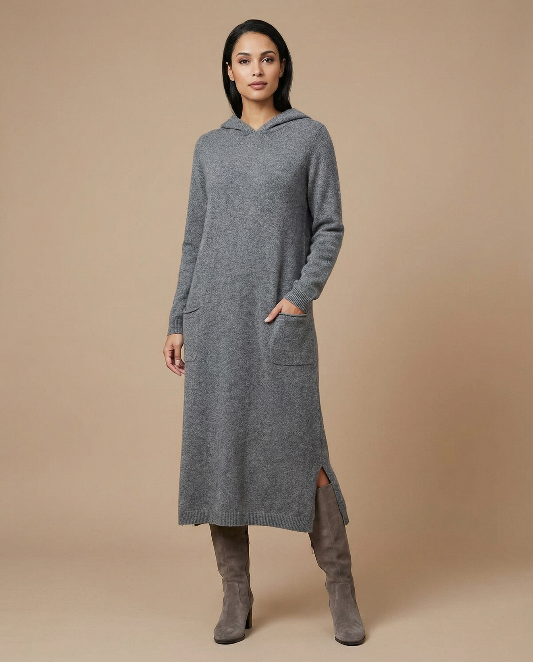 Women's Autumn Maxi Hoodie Dress | Elegant Loose Fit for Cozy Fall Days