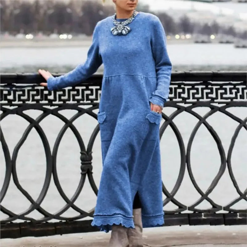Women's Autumn Maxi Hoodie Dress | Elegant Loose Fit for Cozy Fall Days