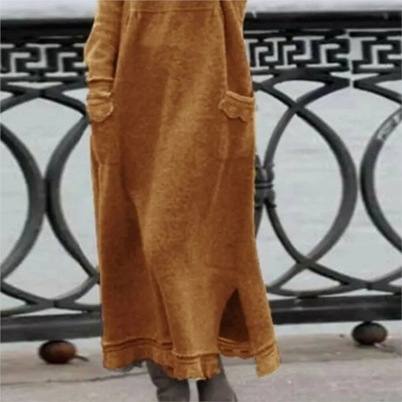 Women's Autumn Maxi Hoodie Dress | Elegant Loose Fit for Cozy Fall Days