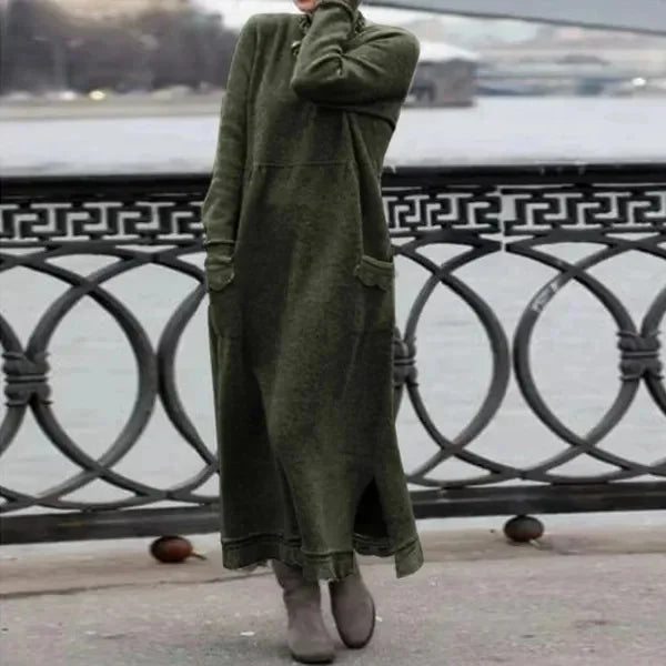 Women's Autumn Maxi Hoodie Dress | Elegant Loose Fit for Cozy Fall Days