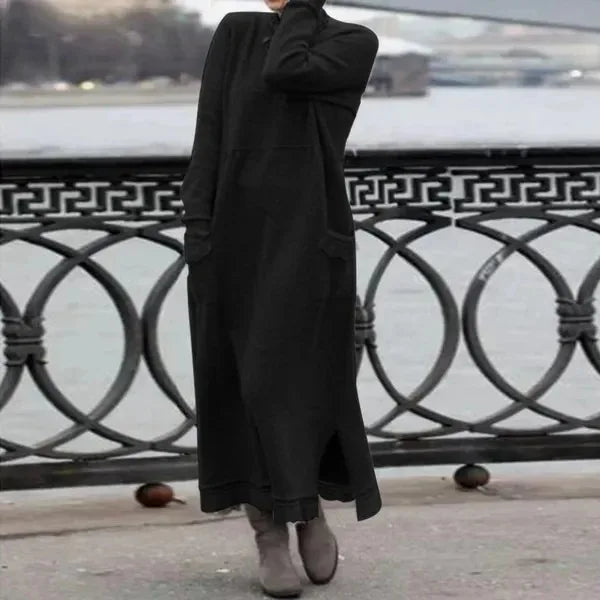 Women's Autumn Maxi Hoodie Dress | Elegant Loose Fit for Cozy Fall Days