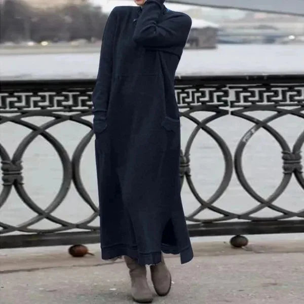 Women's Autumn Maxi Hoodie Dress | Elegant Loose Fit for Cozy Fall Days