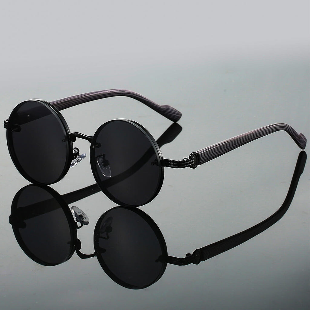 Men's Round Sunglasses - Gold Frame Teal Lens Shades