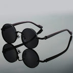 Men's Round Sunglasses - Gold Frame Teal Lens Shades