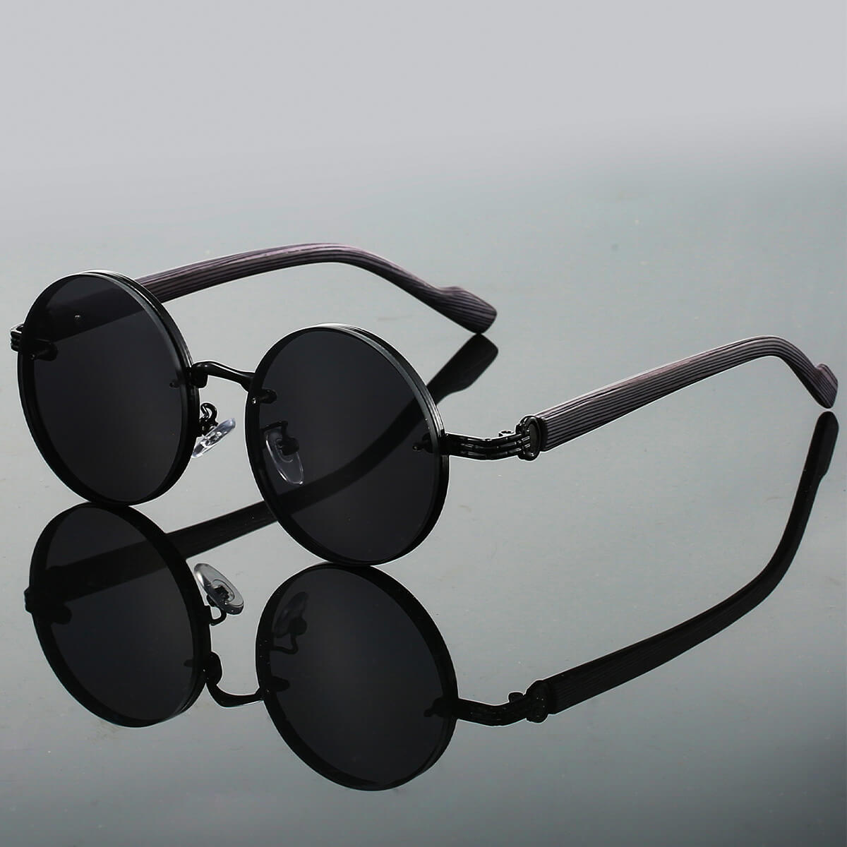 Men's Round Sunglasses - Gold Frame Teal Lens Shades