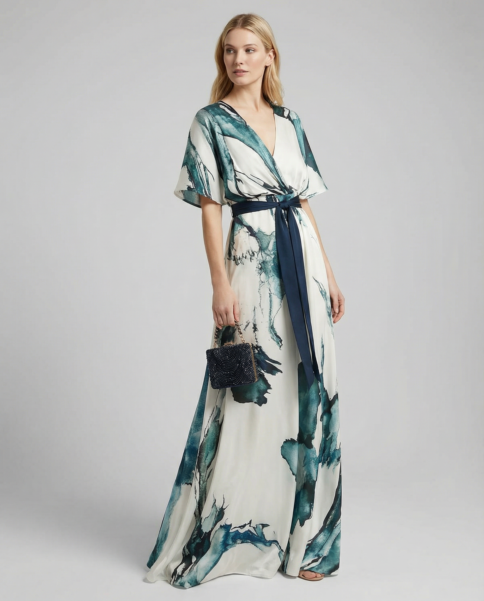 Women's Bohemian Floral Maxi Dress | Deep V-Neck Summer Wedding Guest Dress