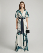 Women's Bohemian Floral Maxi Dress | Deep V-Neck Summer Wedding Guest Dress
