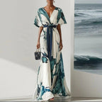 Women's Bohemian Floral Maxi Dress | Deep V-Neck Summer Wedding Guest Dress